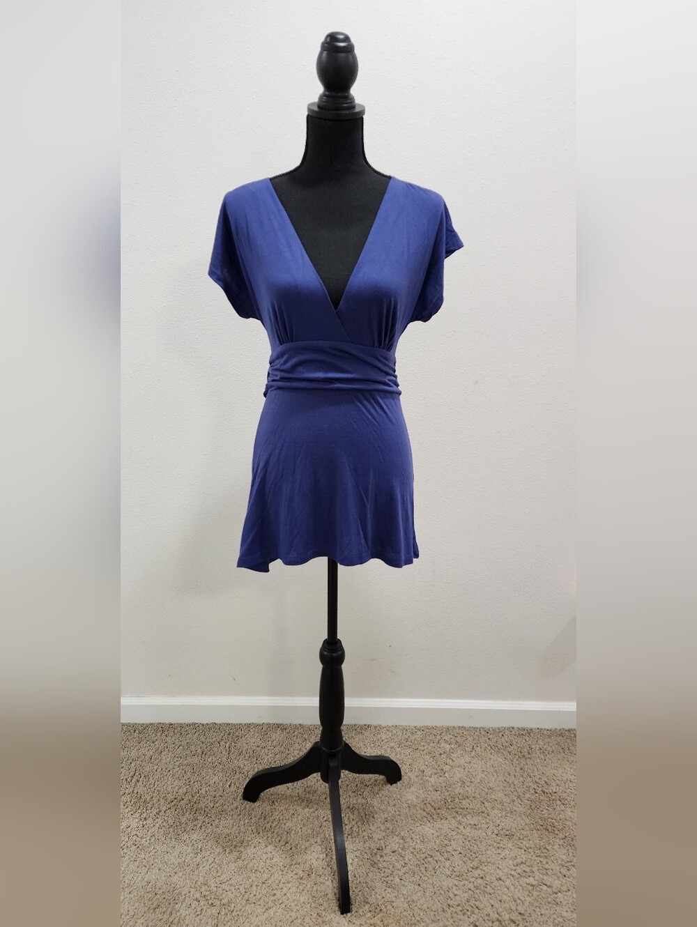 Xhilaration Royal Blue Surplice Waist Tie Top